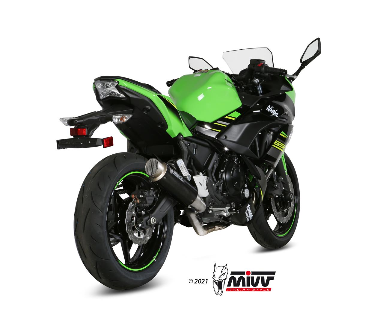 Ligne complète MIVV GP Pro 2-1 Kawasaki Ninja 650 2017-23 (inox/carbone) homologuée